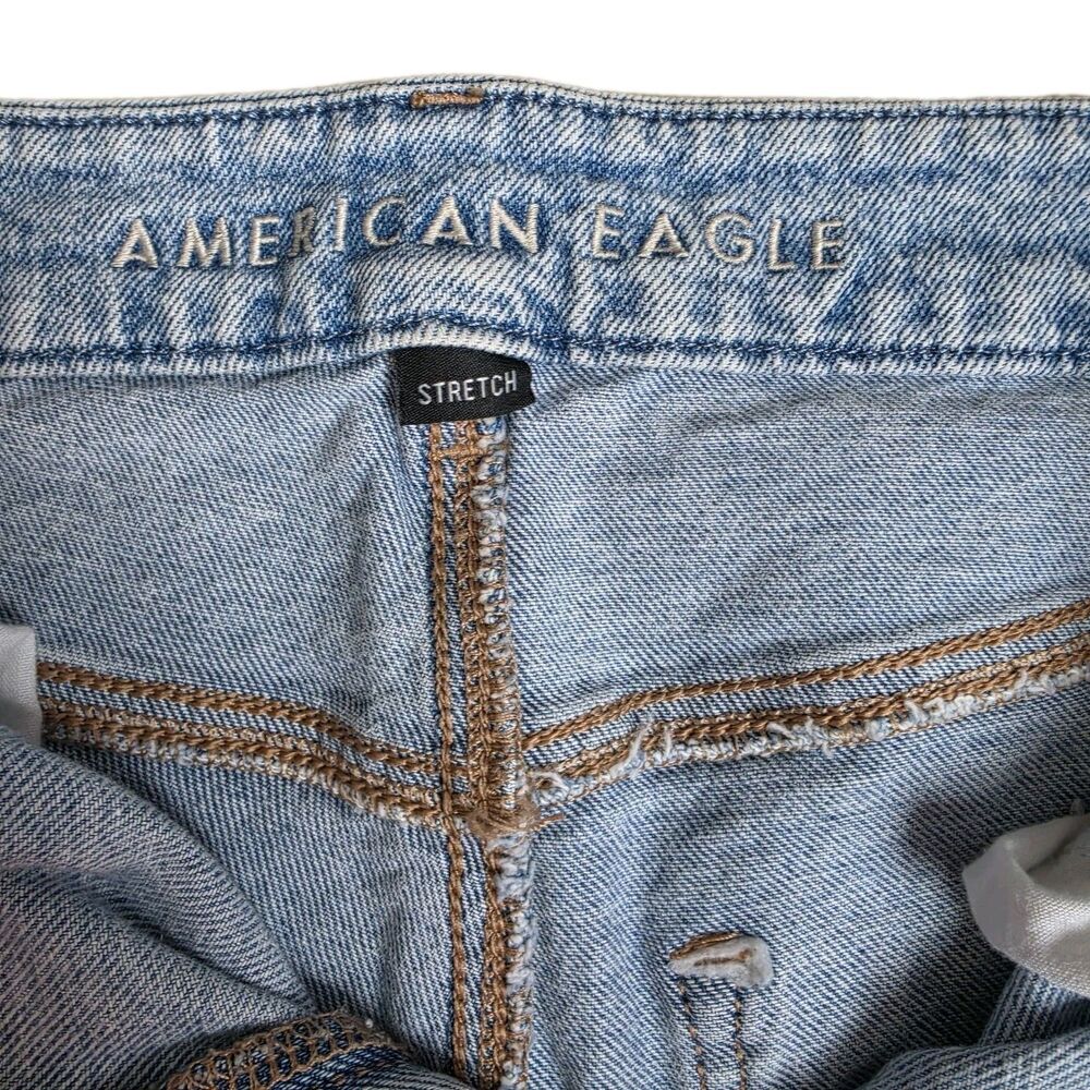 American Eagle Jeans Women Size 8 Curvy 90s Straight Med Blue Denim Distressed - Picture 8 of 10